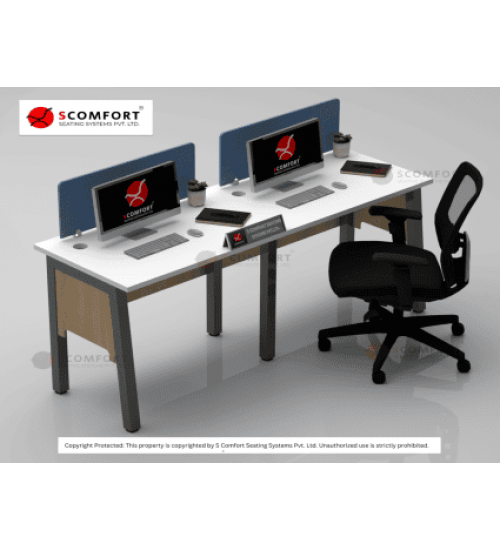 Scomfort SC-WRT6 Linear Sharing Workstation with Sandwich glass partition board and Seating Capacity 2 People